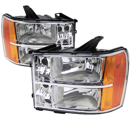 Spec-D Tuning 07-13 GMC Sierra Crystal Housing Headlights Chrome, 2LH-SIE07-RS 2LH-SIE07-RS